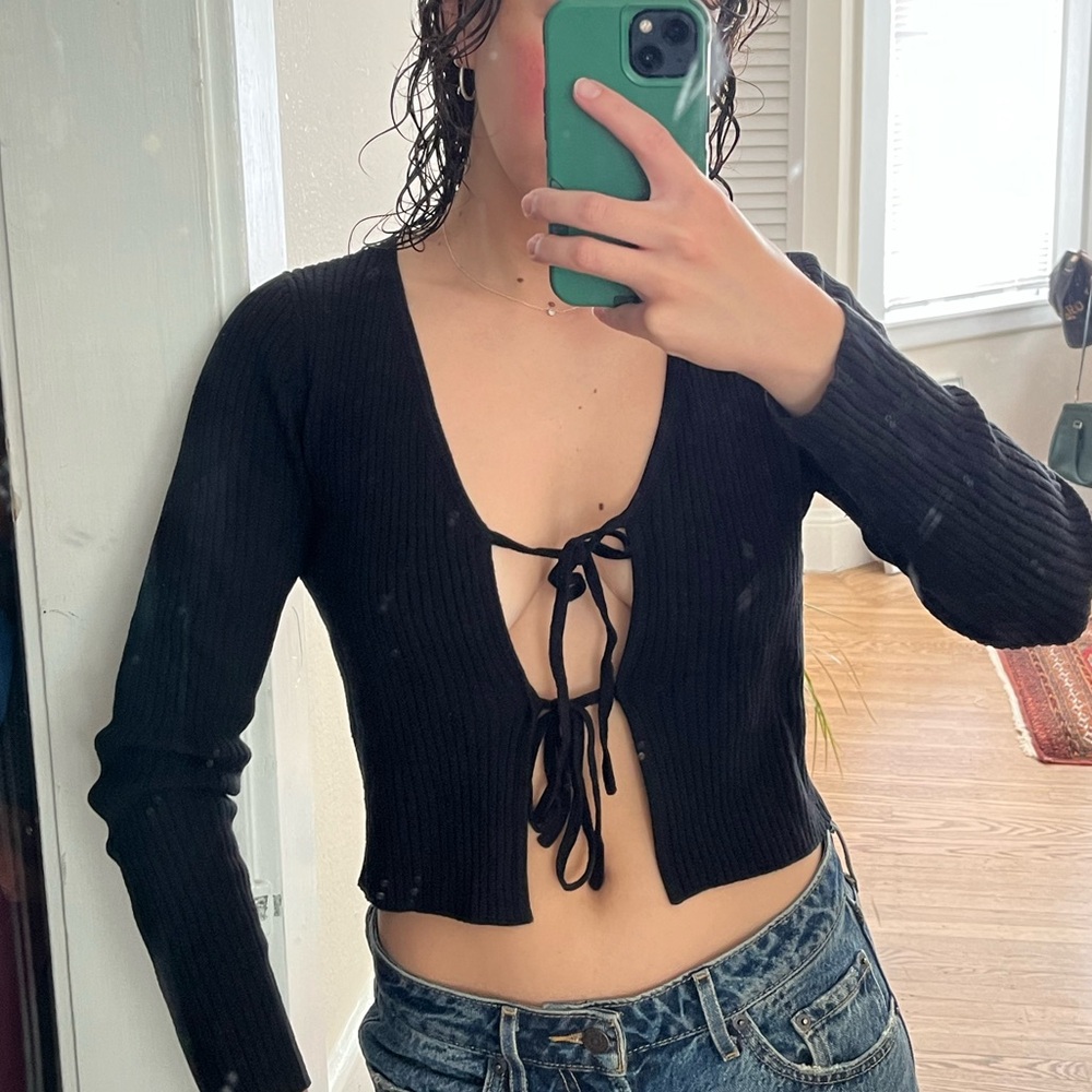 Everlane Tie Front Cardigan Top